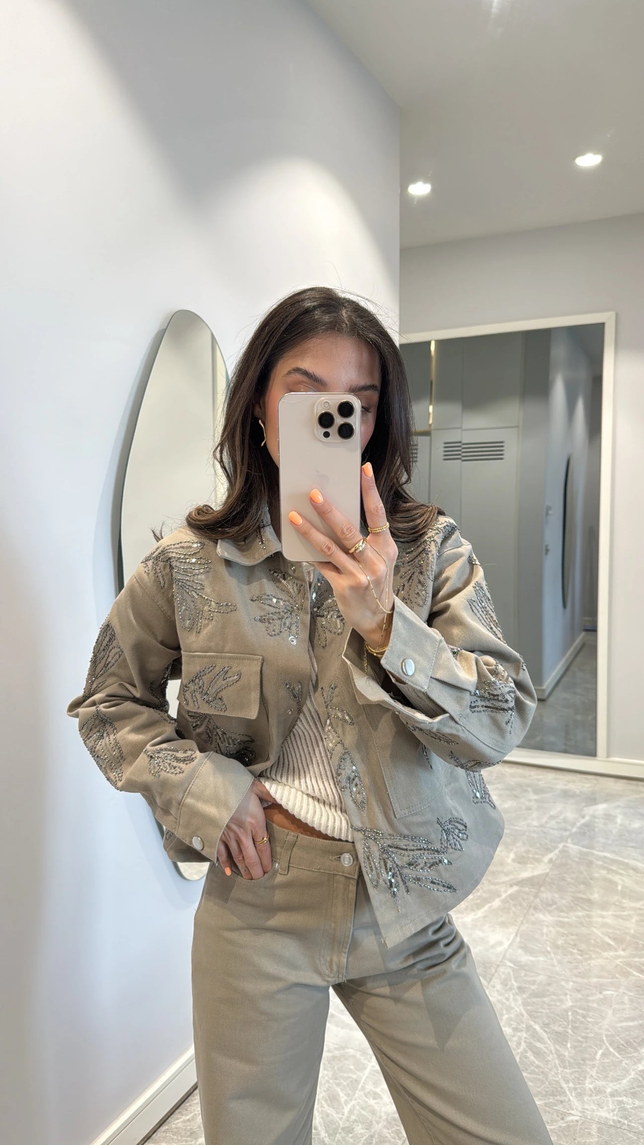 Embroidered Khaki Jacket