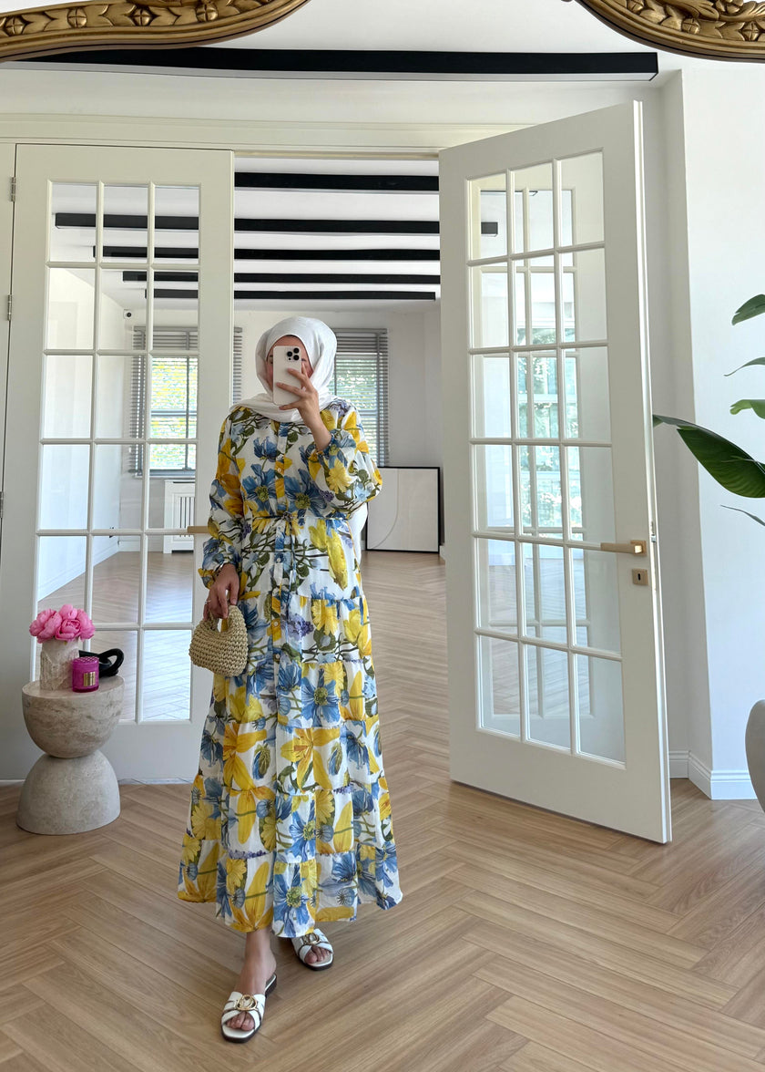 Lemon Yellow Voile Chiffon Maxi Dress