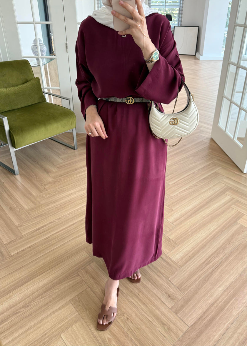Tencel Basic Maxi Dress - Burgundy
