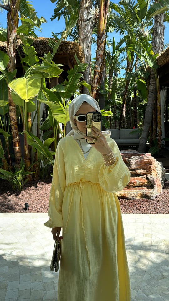 Yellow Lightweight Muslin Maxi Dres