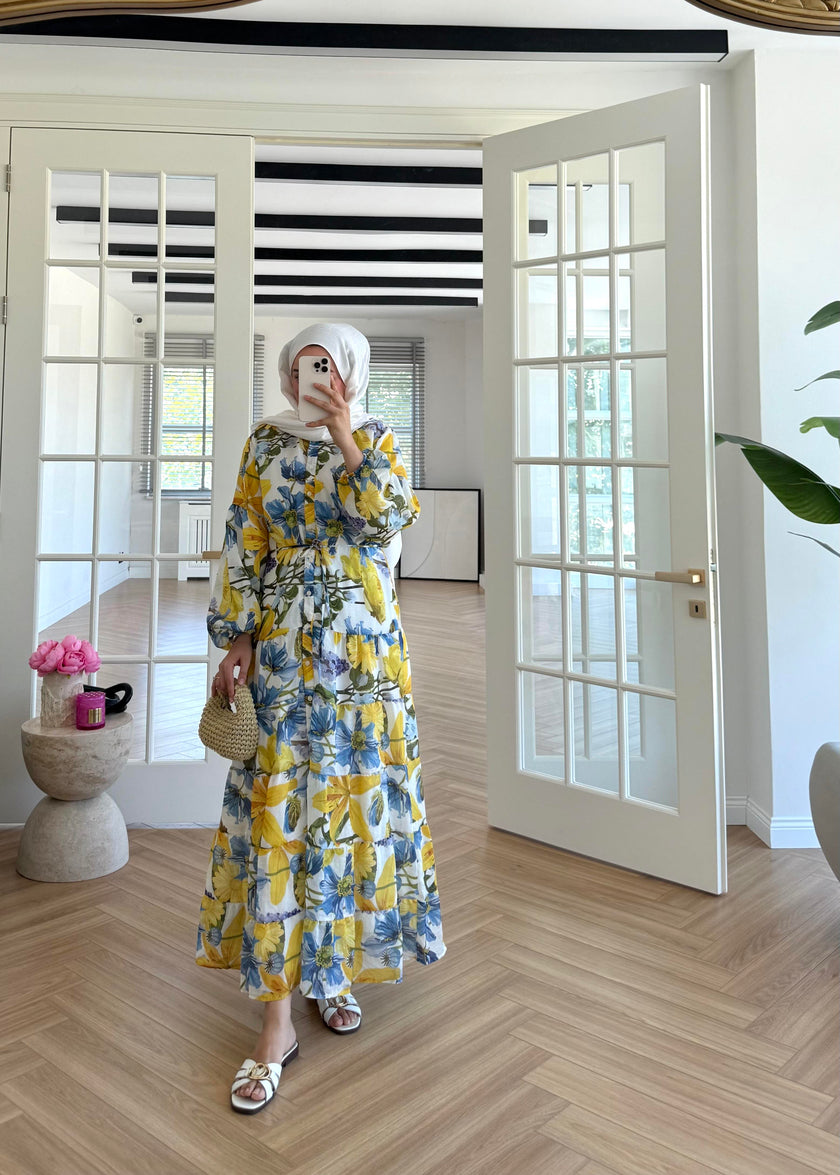 Lemon Yellow Voile Chiffon Maxi Dress