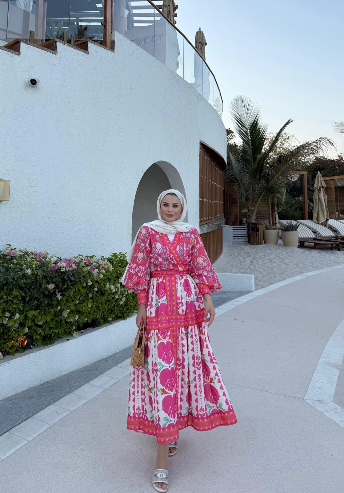 African Print Kimono & Skirt Set – Pink