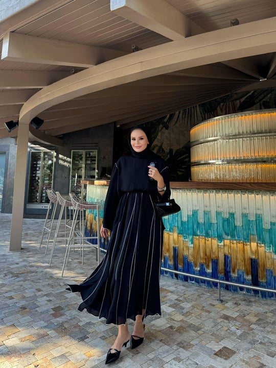 Black Pleated Maxi Skirt and Top Set
