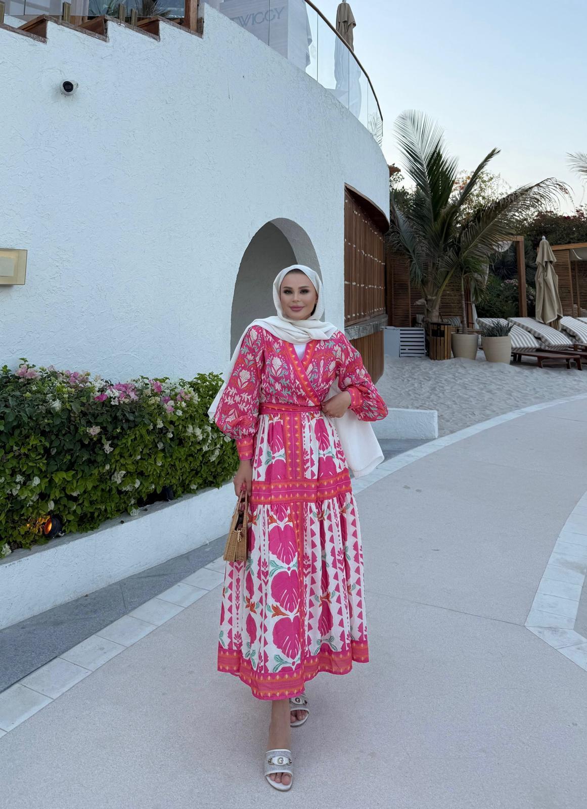 African Print Kimono & Skirt Set – Pink