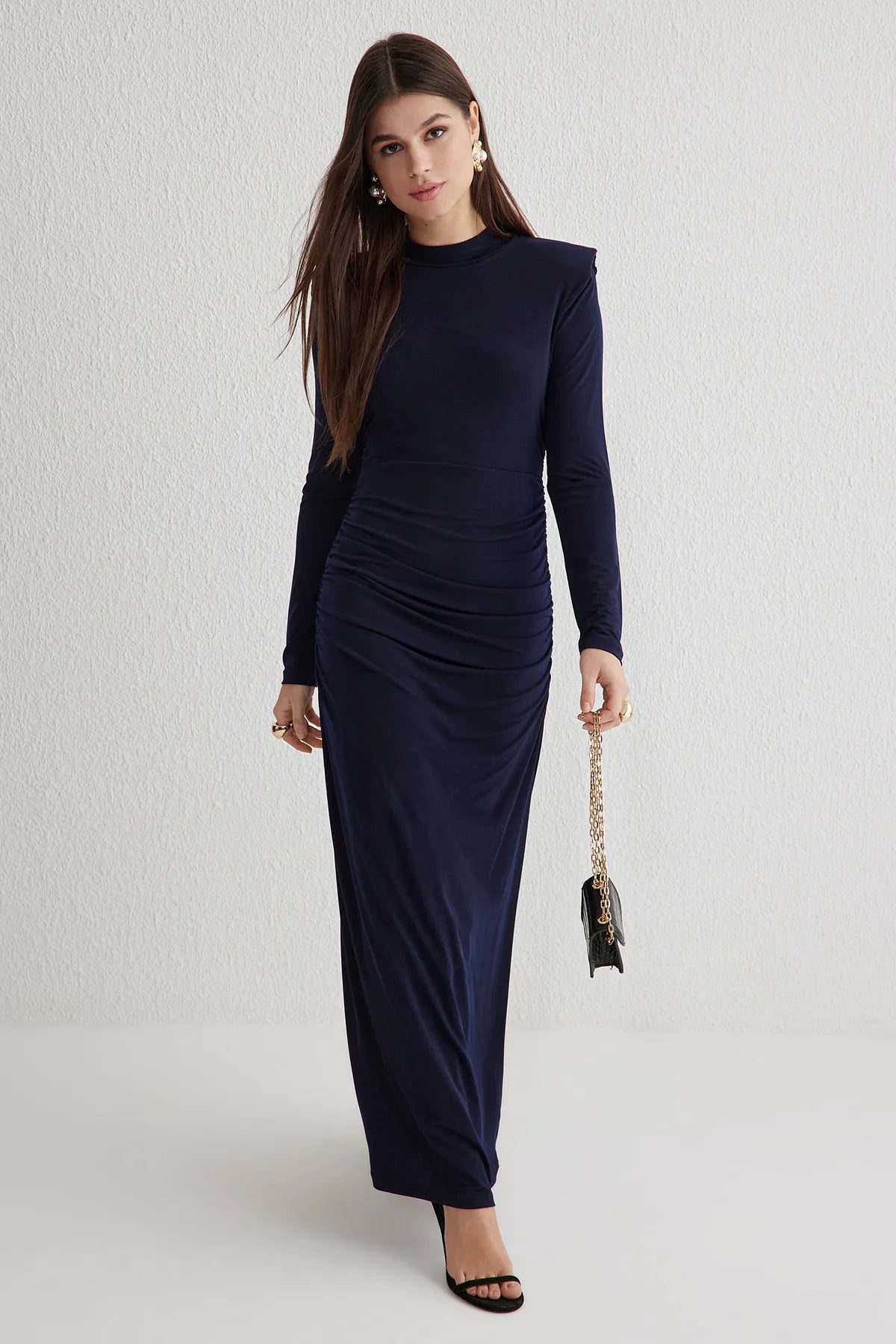 Navy Fitted Knit Dress - sonafey