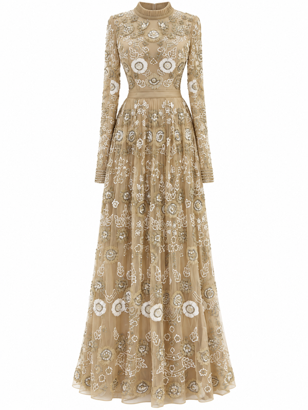 Couture Elowen Evening Dress - Beige