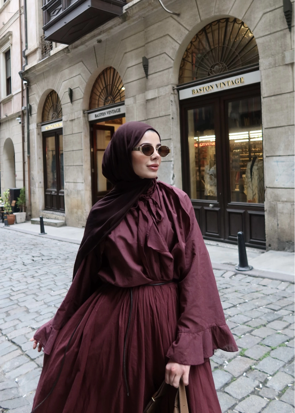 Burgundy Voile Shirt and Skirt Set