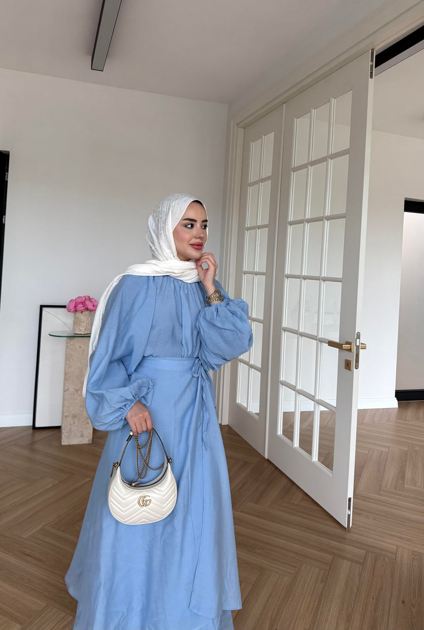 Soft Candy Tie-Front Skirt & Puff Sleeve Blouse Set