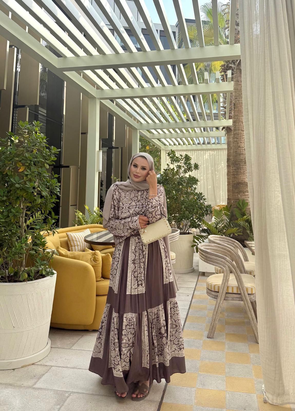 Lightweight Ethnic Shirt and Skirt Co-Ord in Smoked Gray