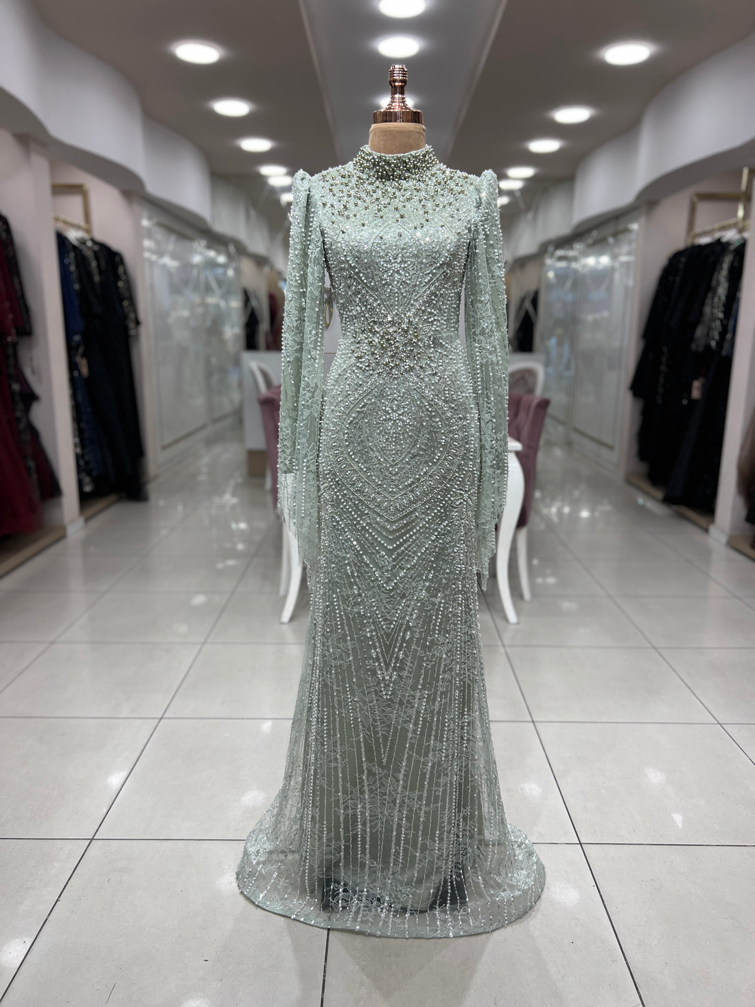 Camellia Evening Dress - Mint