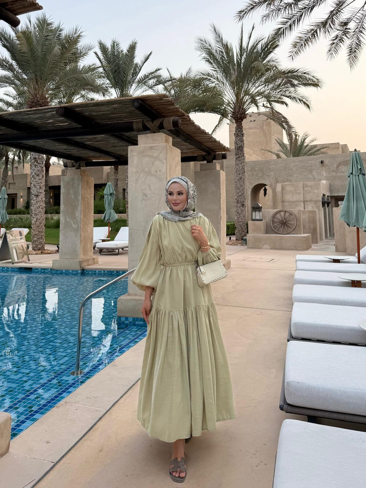 Casual Wrap Dress - Sage Green