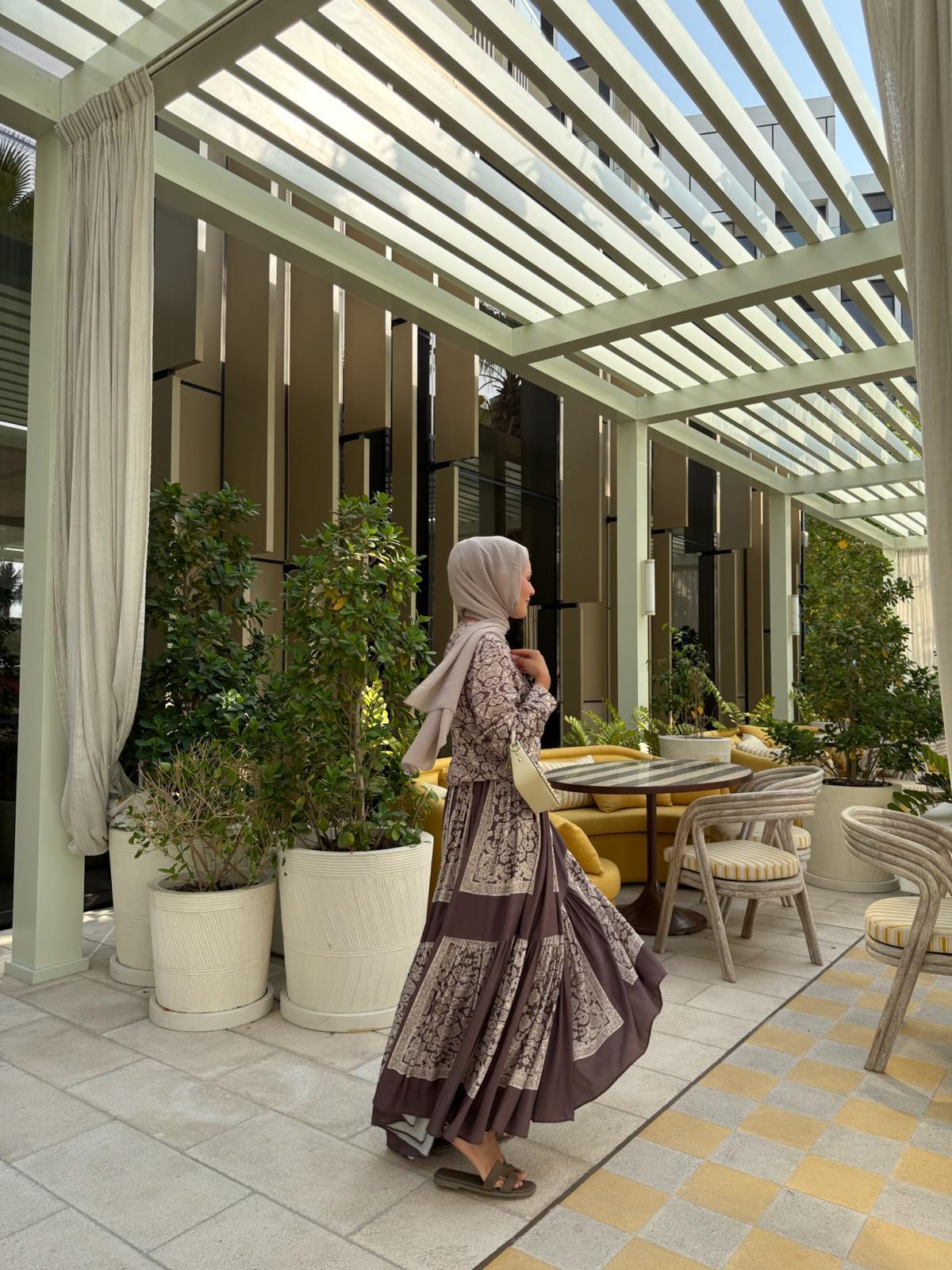 Lightweight Ethnic Shirt and Skirt Co-Ord in Smoked Gray