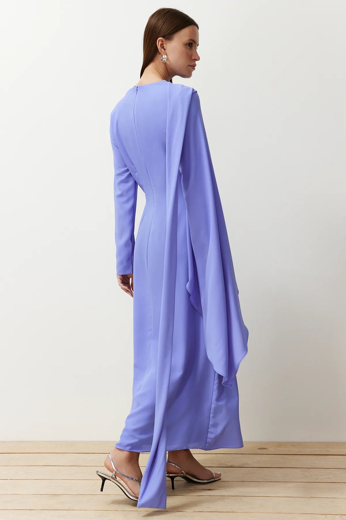 Lavender Shawl-Detail Evening Dress