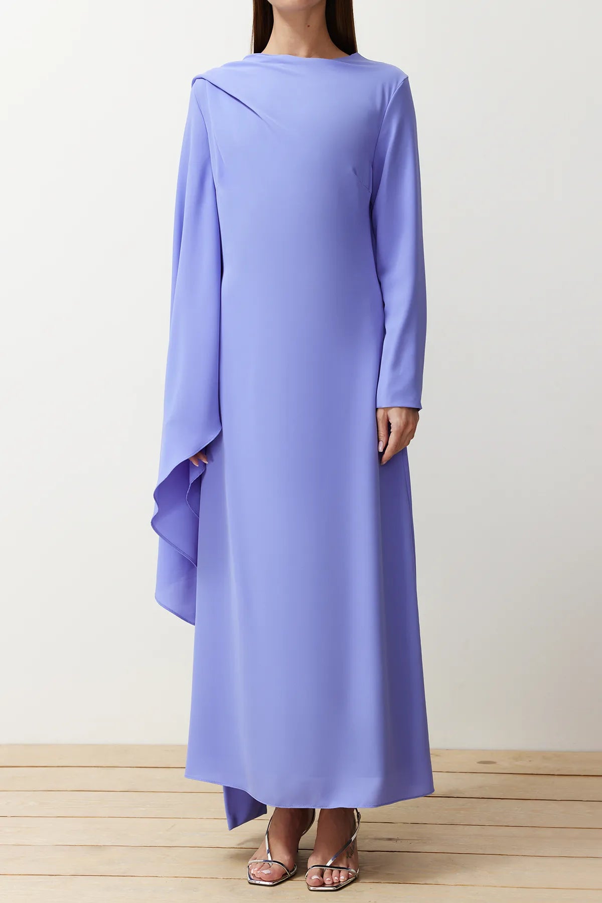 Lavender Shawl-Detail Evening Dress