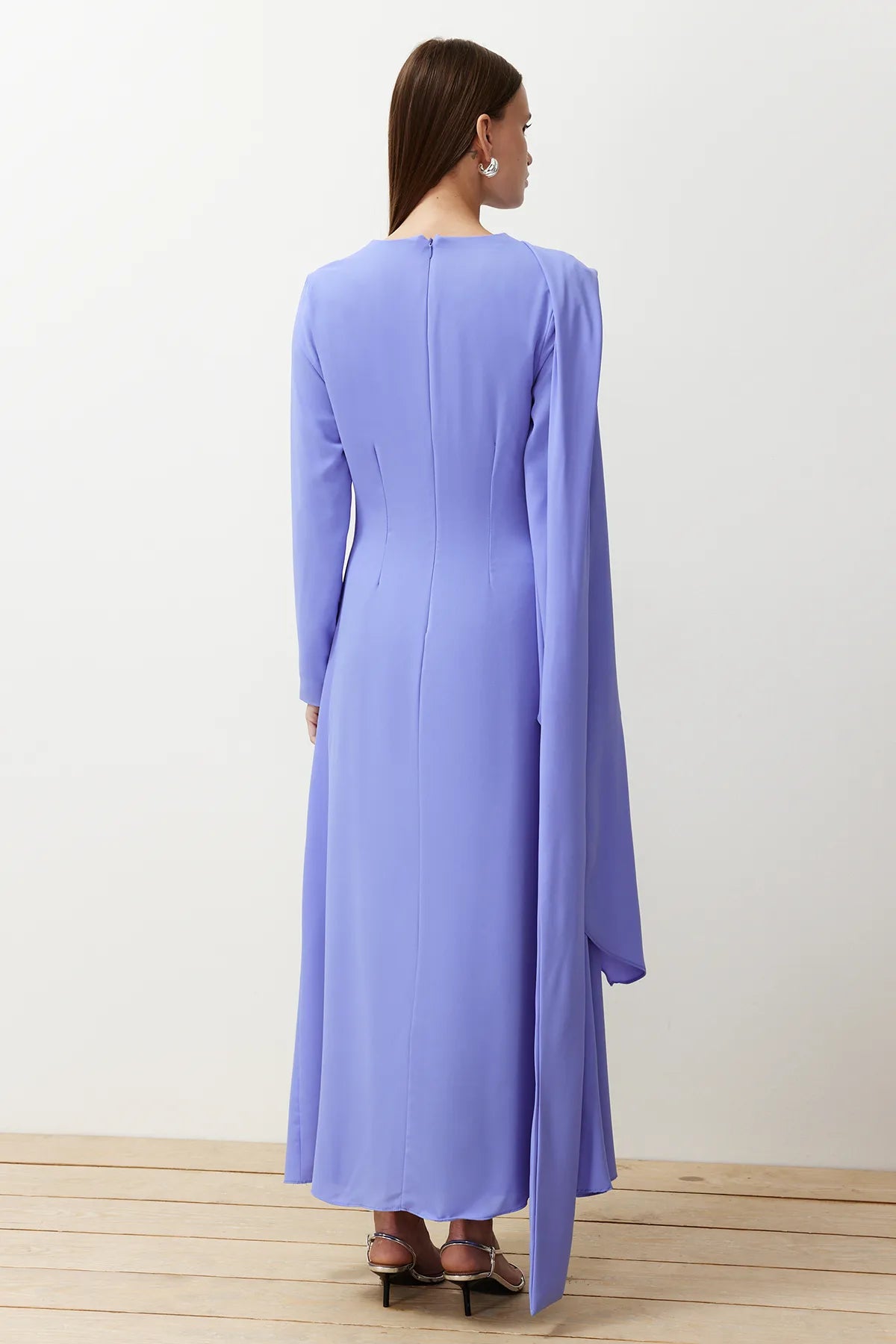 Lavender Shawl-Detail Evening Dress
