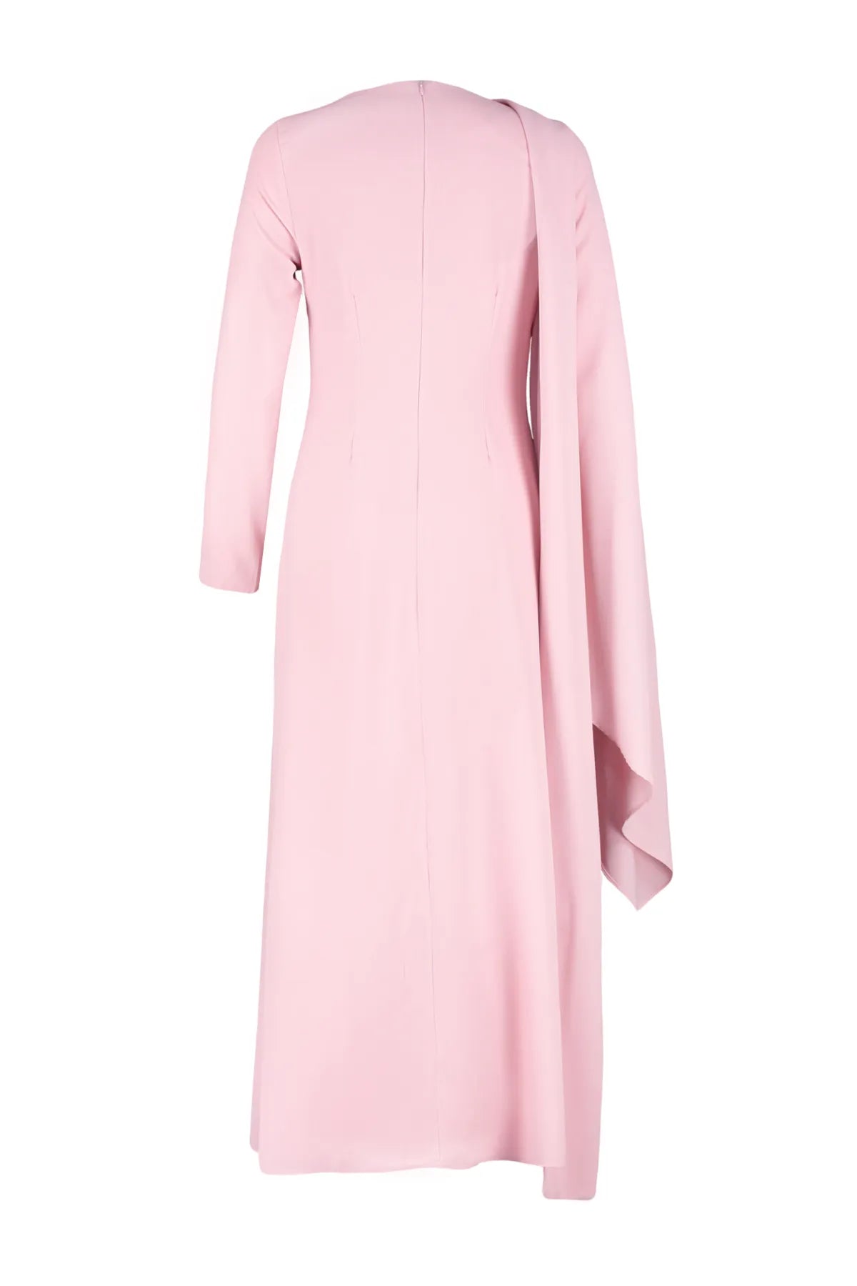 Powder Pink Shawl-Detail Evening Dress - sonafey