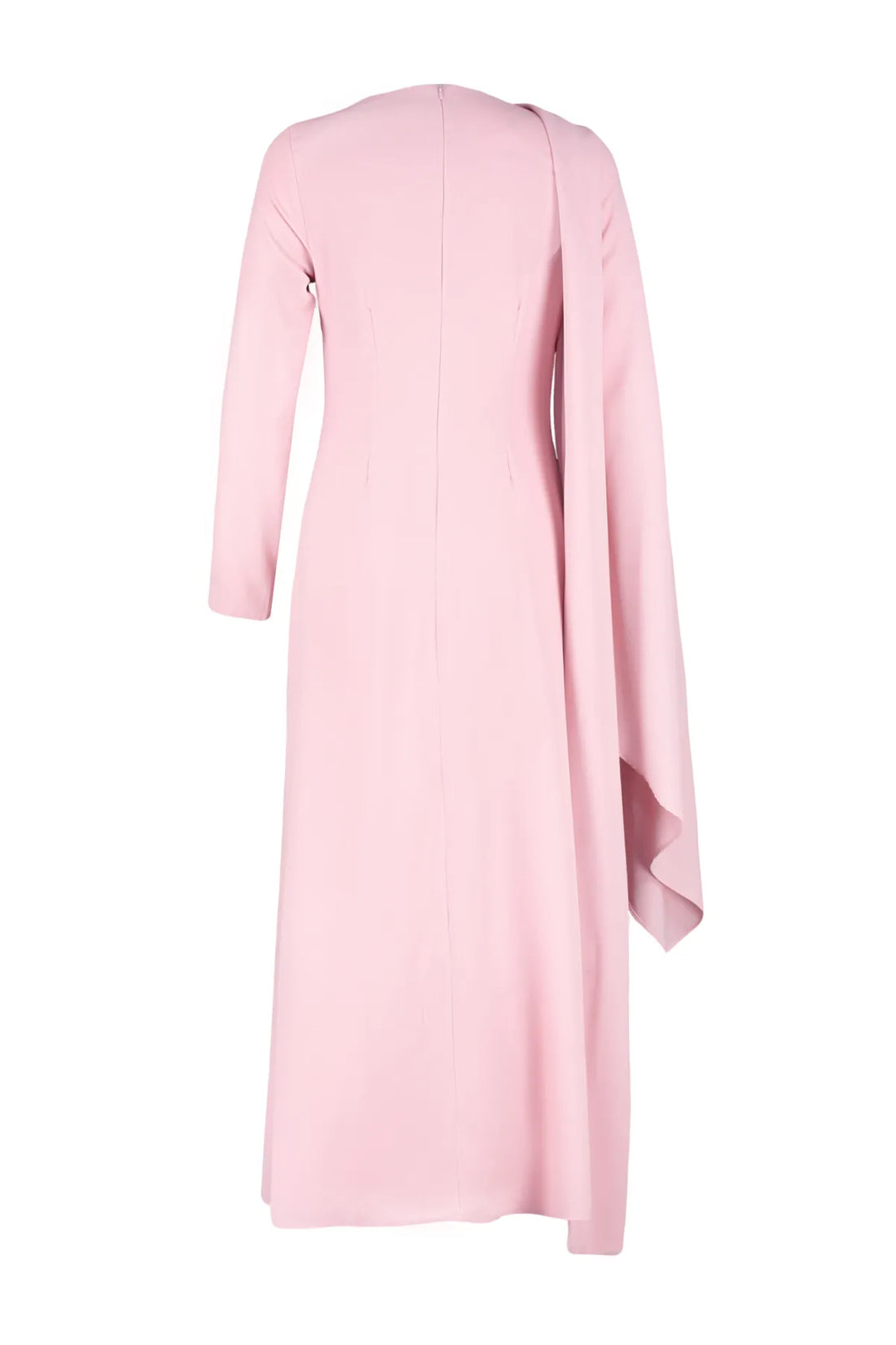Powder Pink Shawl-Detail Evening Dress - sonafey