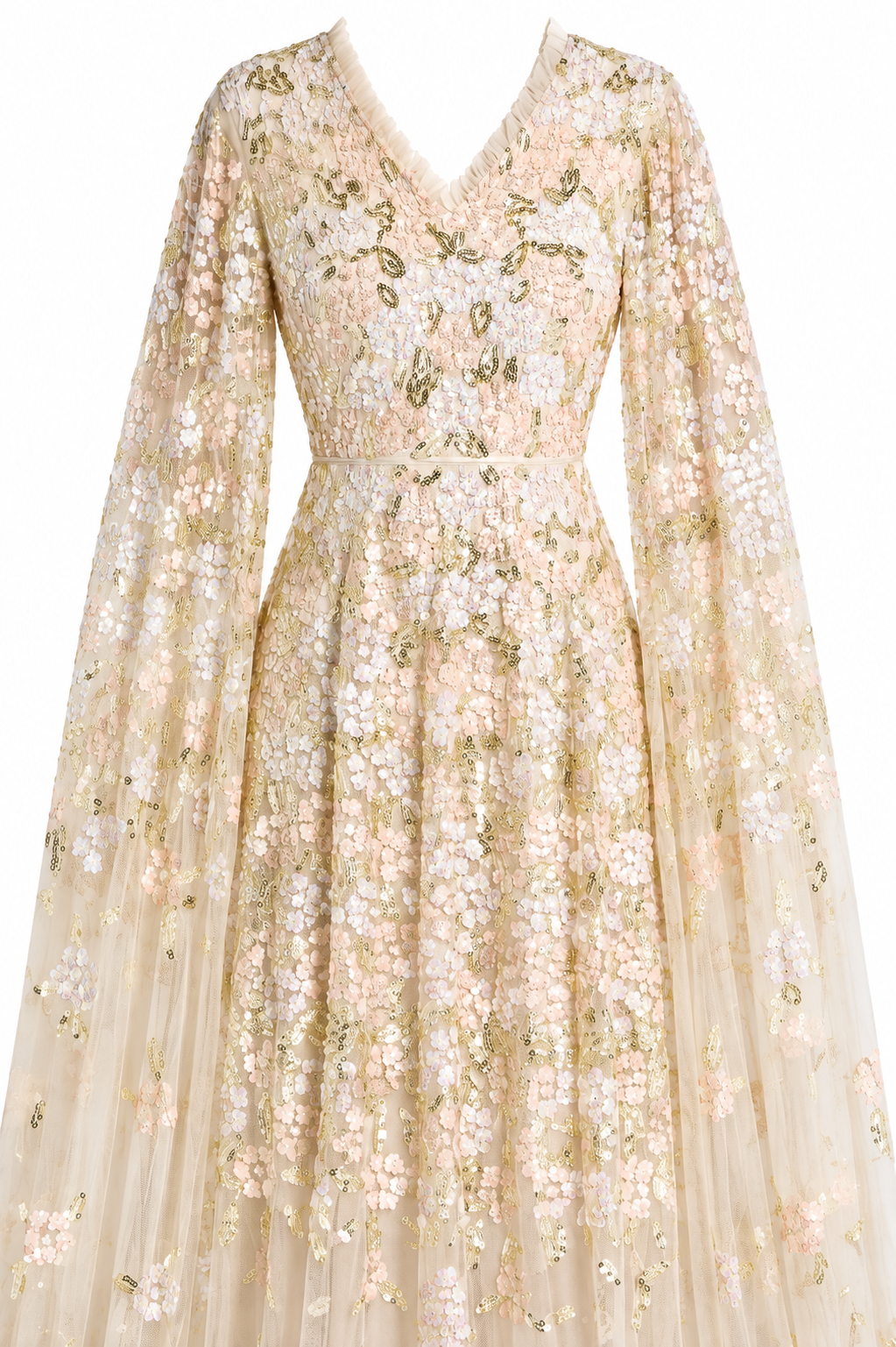 Fiorea Sequin Handwork Party Dress - Cream