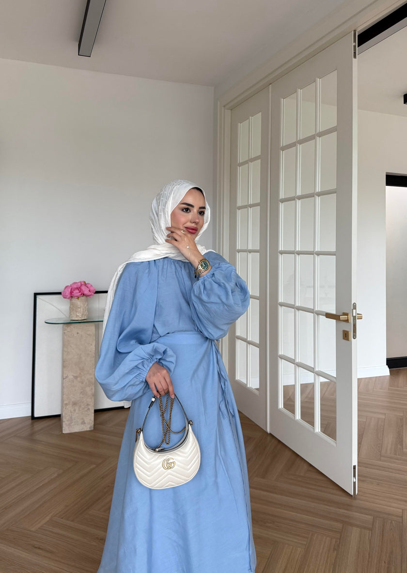 Soft Candy Tie-Front Skirt & Puff Sleeve Blouse Set