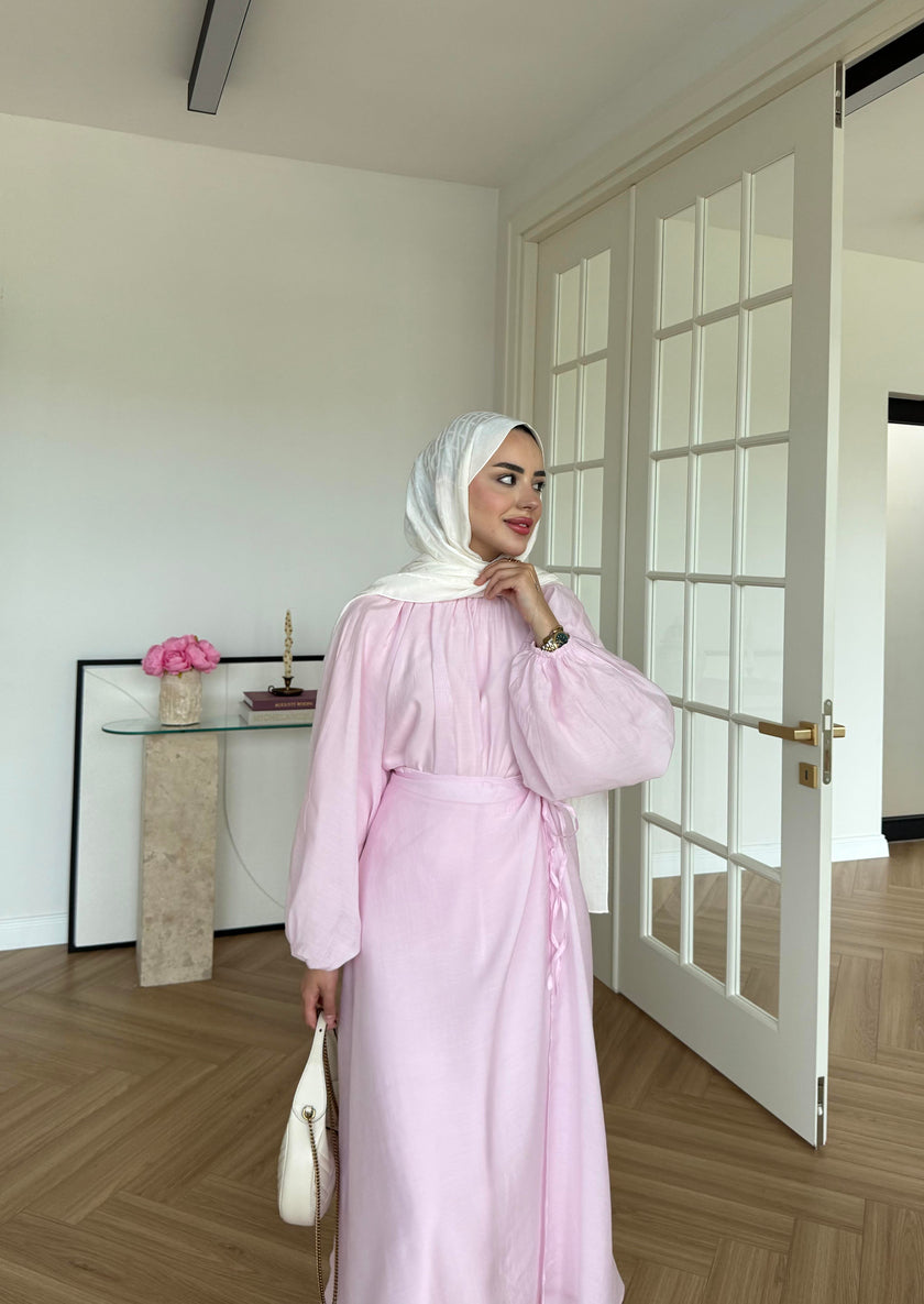 Soft Candy Tie-Front Skirt & Puff Sleeve Blouse Set