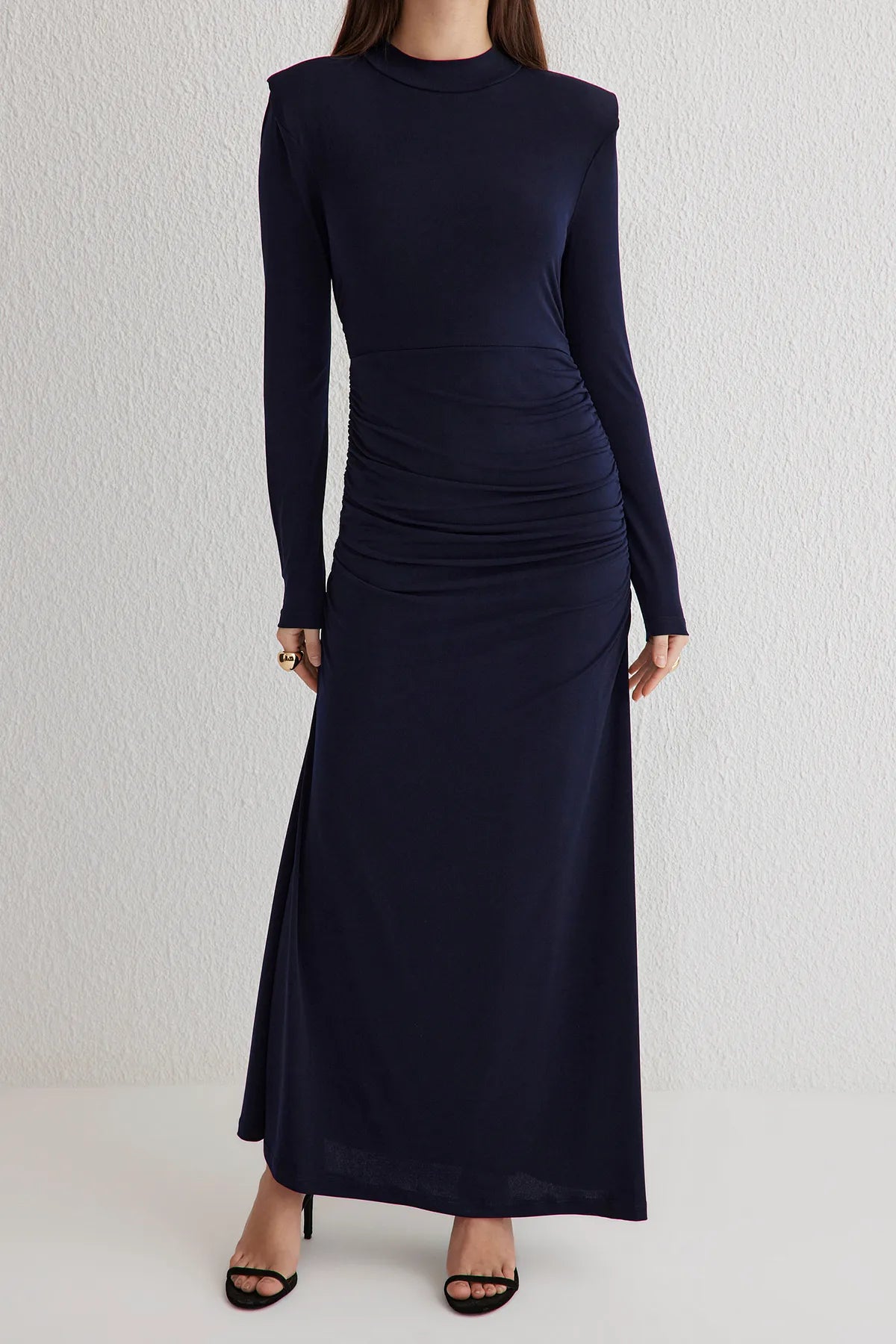 Navy Fitted Knit Dress - sonafey