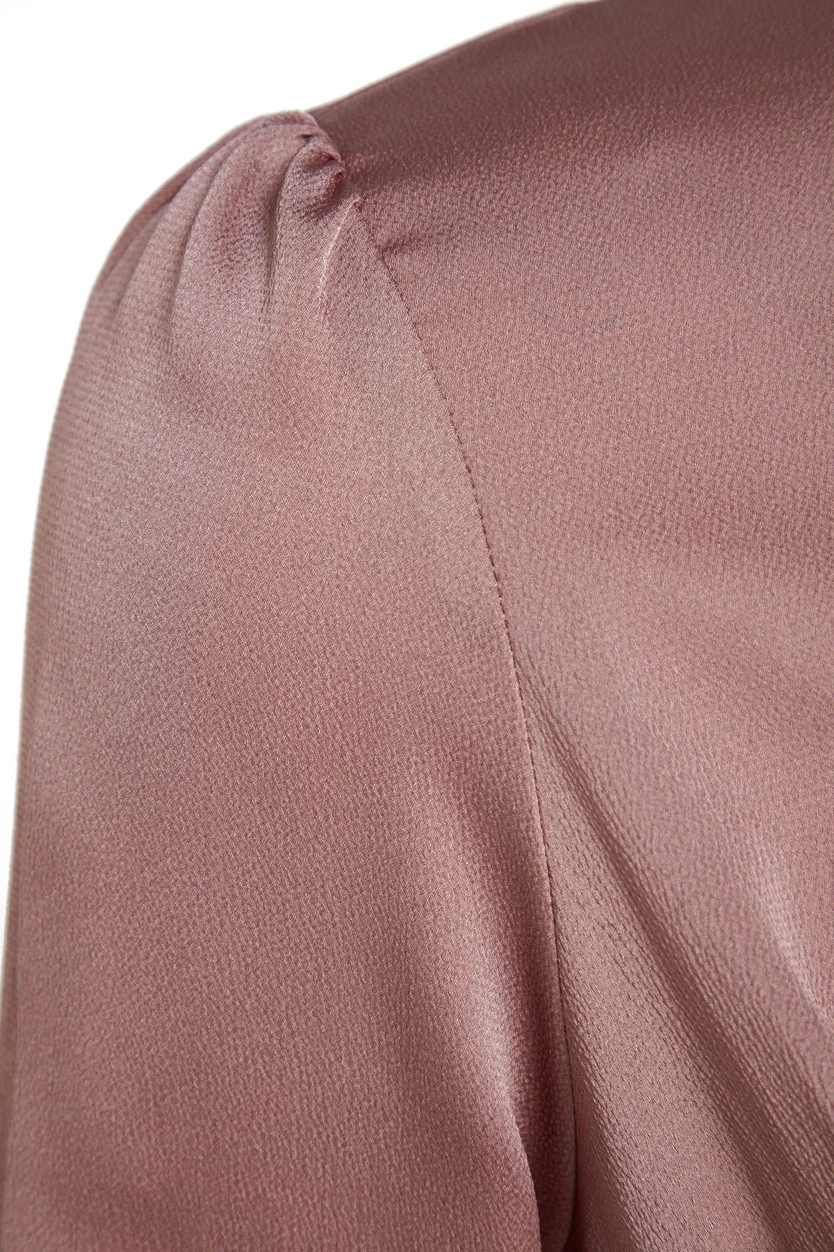 Cross Wrap Detail Pink Satin Evening Dress