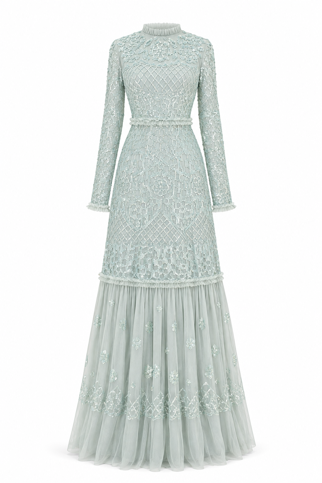 Couture Peony Evening Dress - Blue