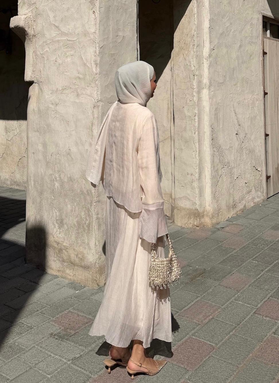 Aurora Flowy Skirt Set – Beige