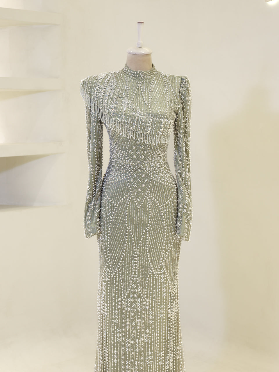 Nadia Evening Dress - Khaki - view 2
