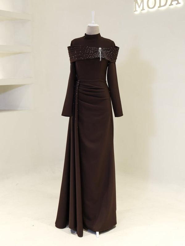 Carmielle Evening Dress - Brown