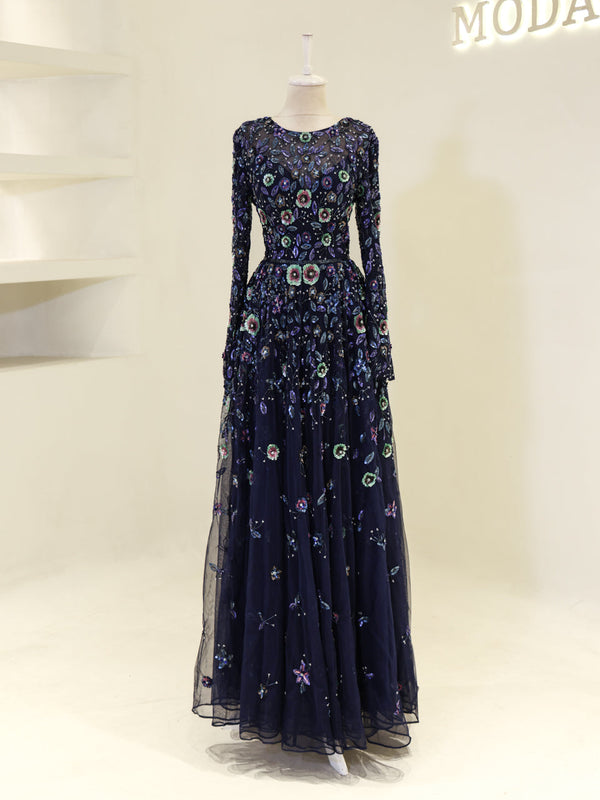 Couture Jasmine Evening Dress - Navy