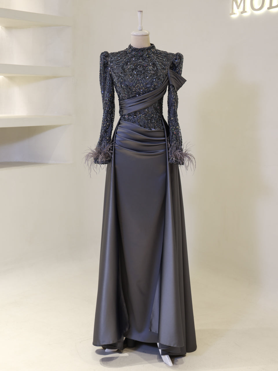 Benan Evening Dress - Grey - view 2
