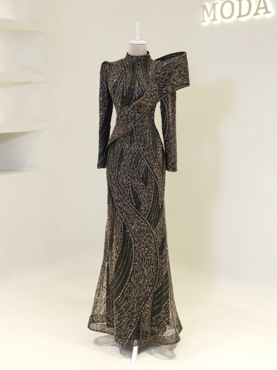 Majesty Evening Dress - Khaki
