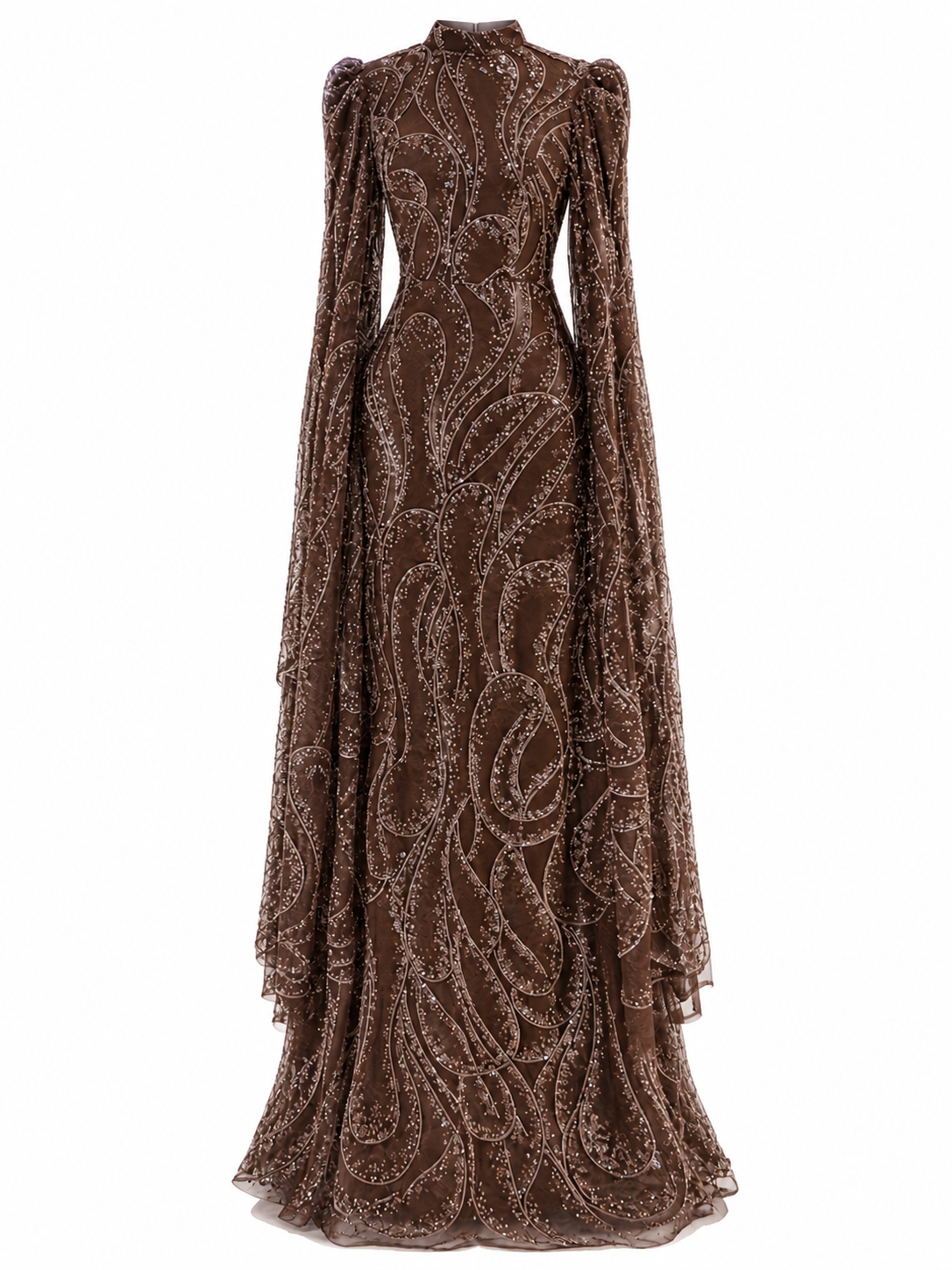 Elysia Modest Evening Dress - Brown