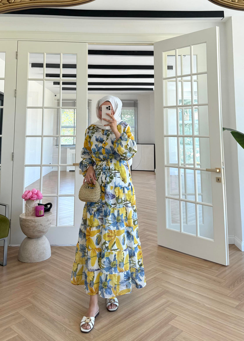 Lemon Yellow Voile Chiffon Maxi Dress
