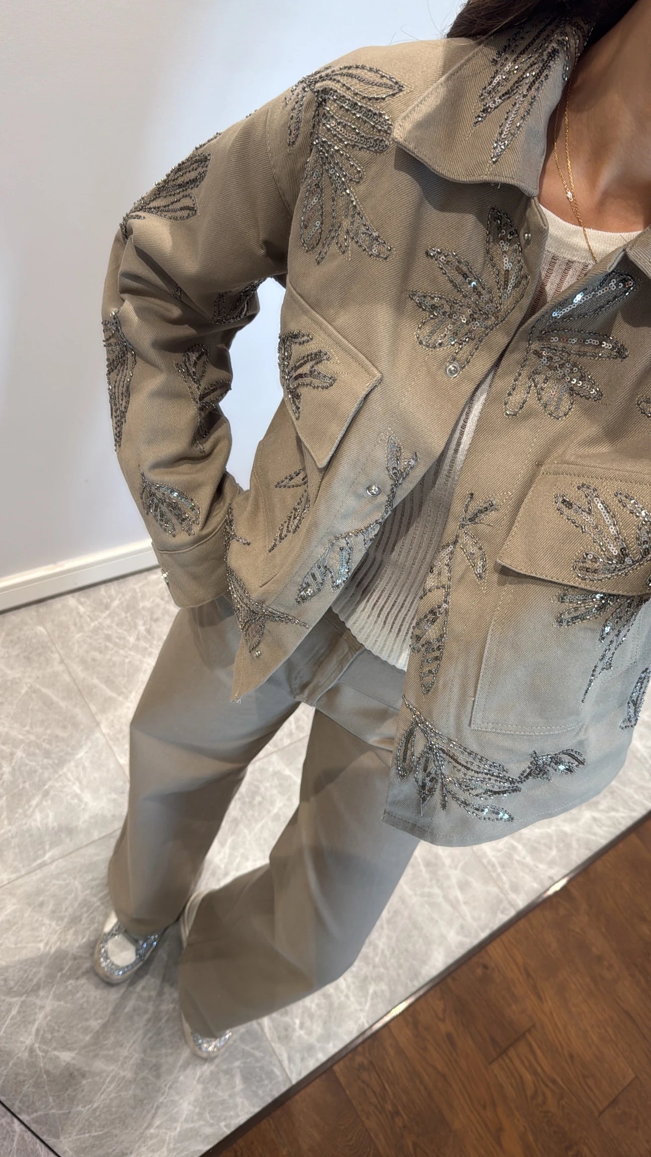 Embroidered Khaki Jacket