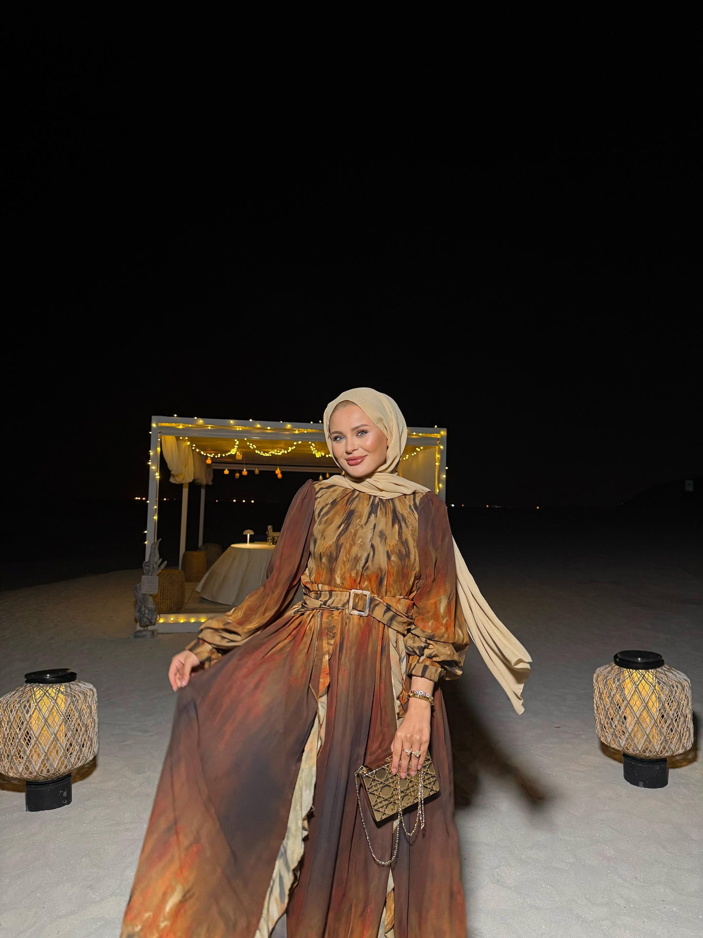 Mocha Mirage Chiffon Maxi Dress
