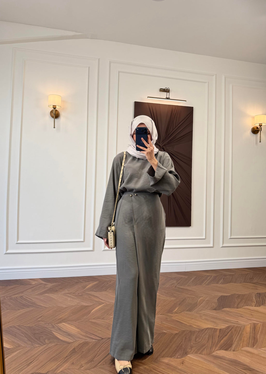 Tencel Oversized Top & Wide-Leg Trouser Co-ord Set with Brooch Waist Detail