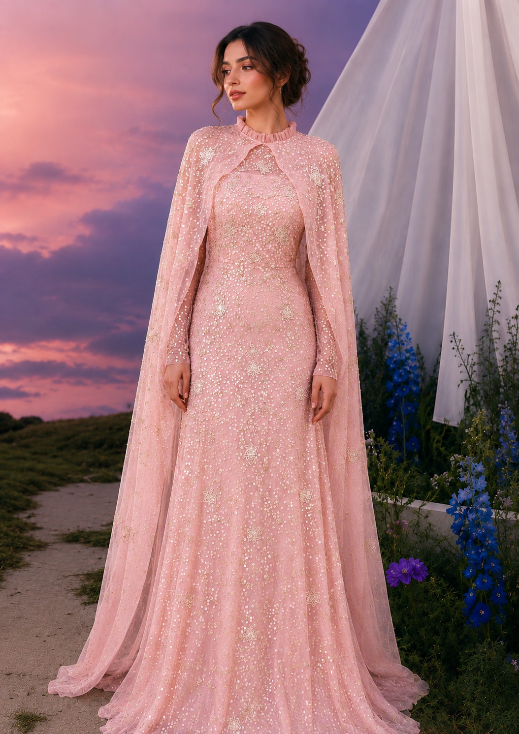 Elaira Evening Dress - Powder Pink