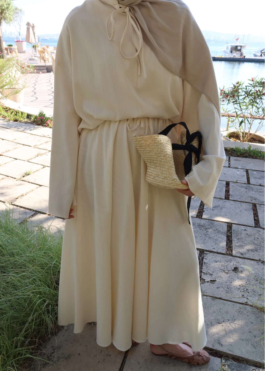 Vanilla Cotton-Linen Skirt & Blouse Set