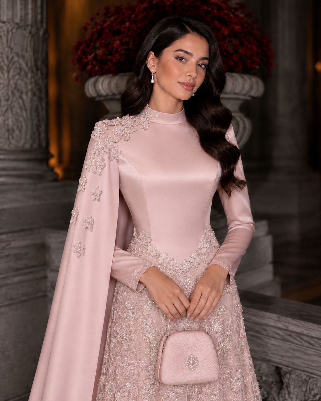 Pera Powder Pink Couture Dress