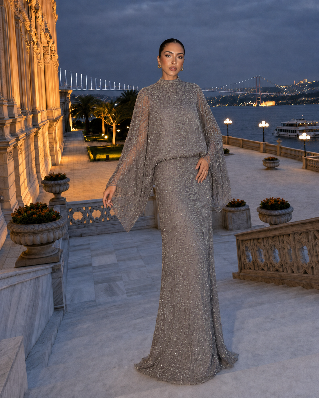 Couture Almas Evening Dress - Silver