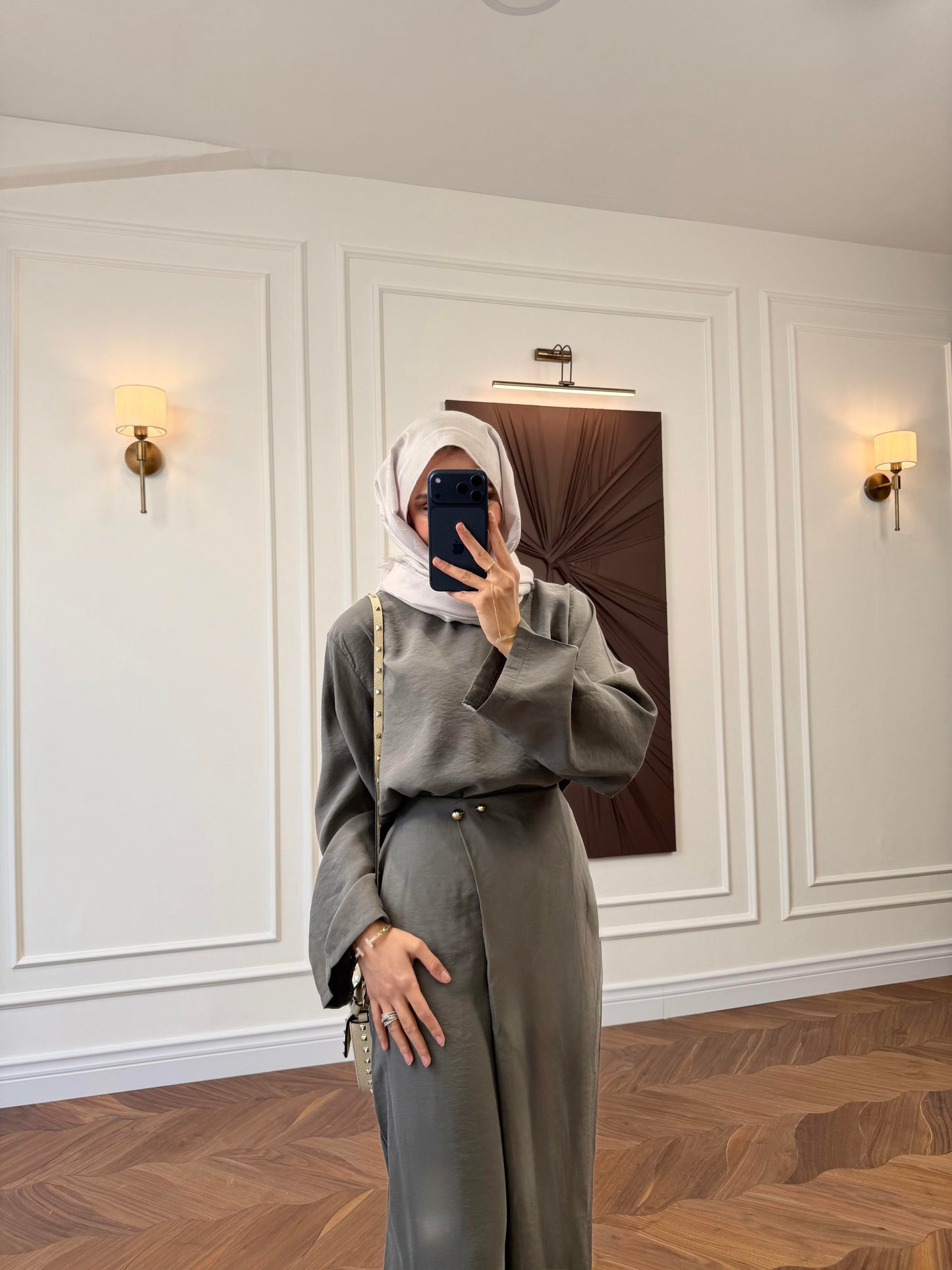 Tencel Oversized Top & Wide-Leg Trouser Co-ord Set with Brooch Waist Detail