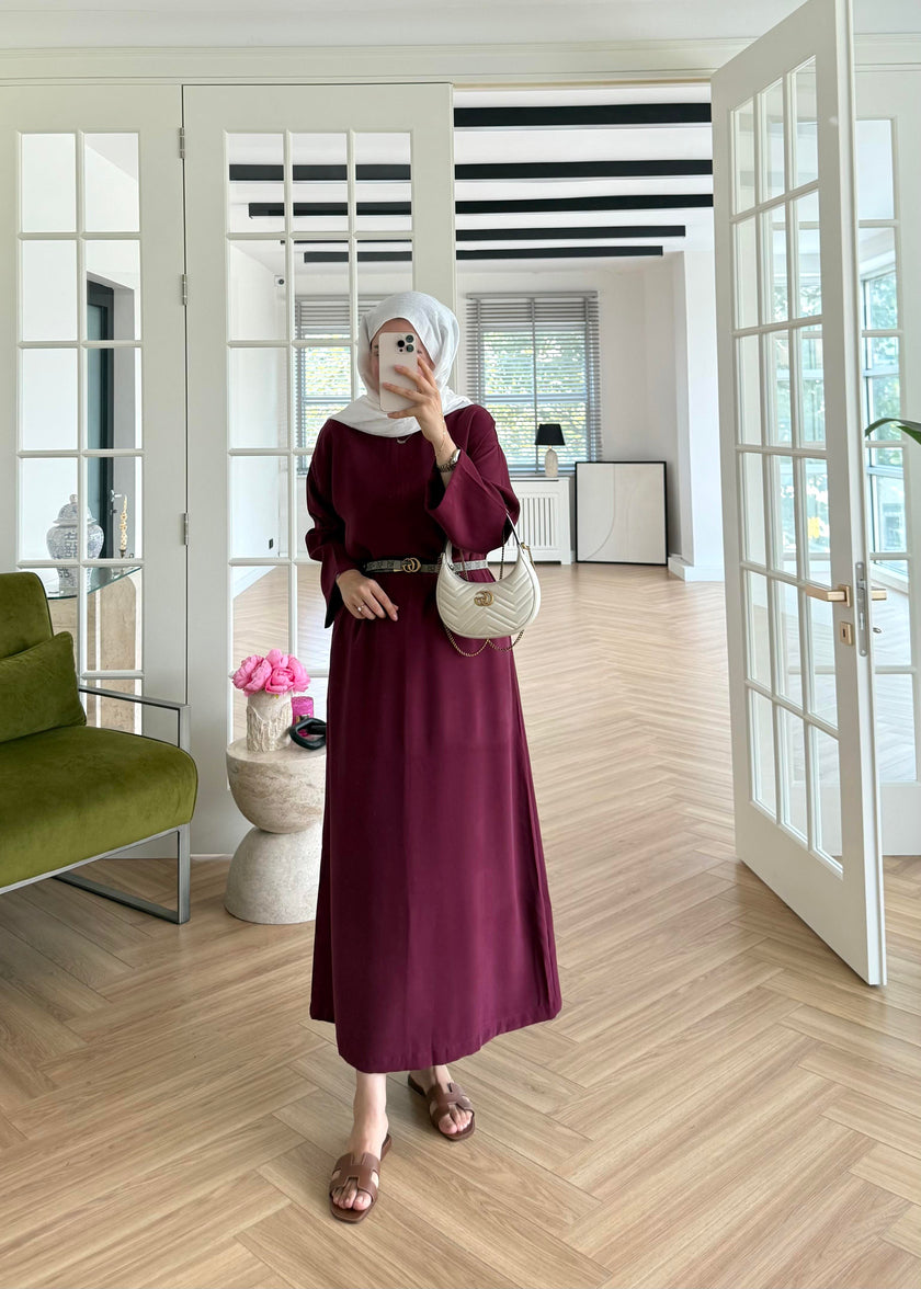 Tencel Basic Maxi Dress - Burgundy