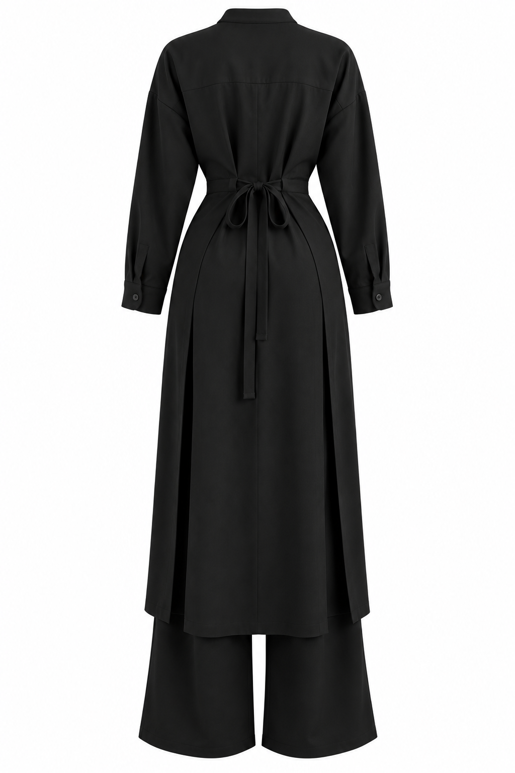 Hazel Belted Trench & Trousers Set - Black
