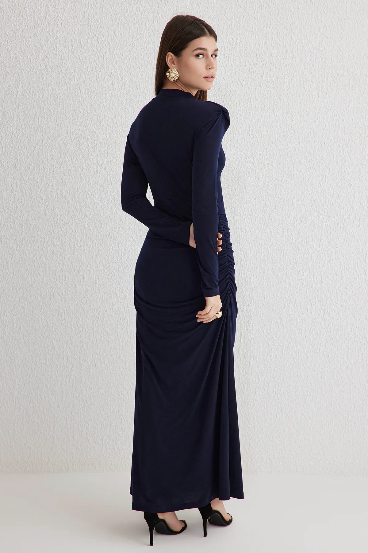Navy Fitted Knit Dress - sonafey