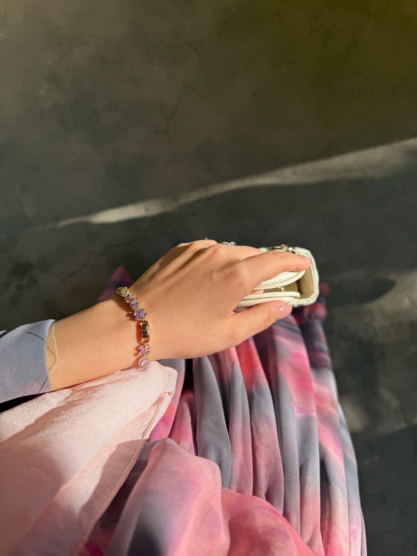 Dusty Pink Pastel Floral Chiffon Maxi Dress