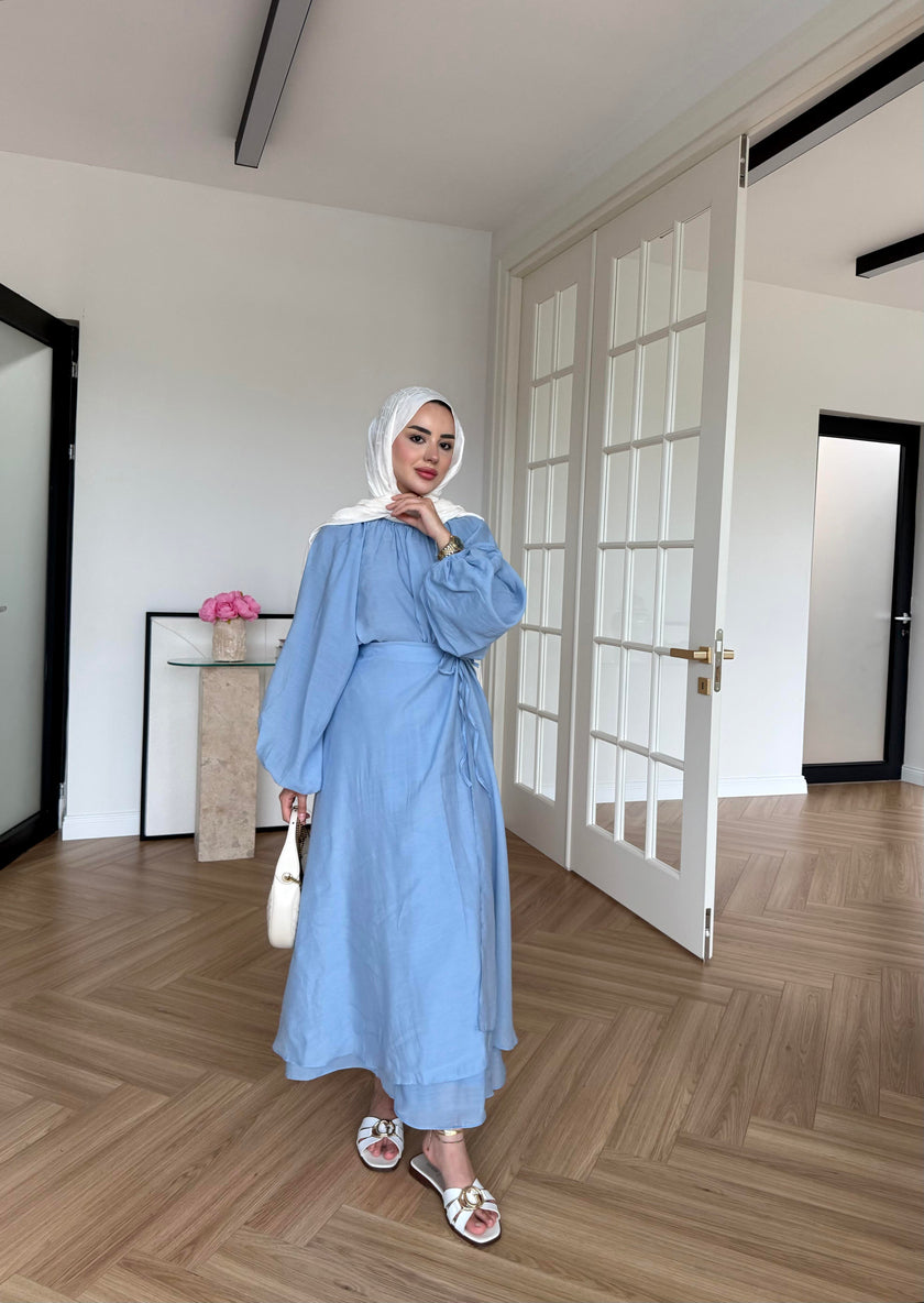 Soft Candy Tie-Front Skirt & Puff Sleeve Blouse Set