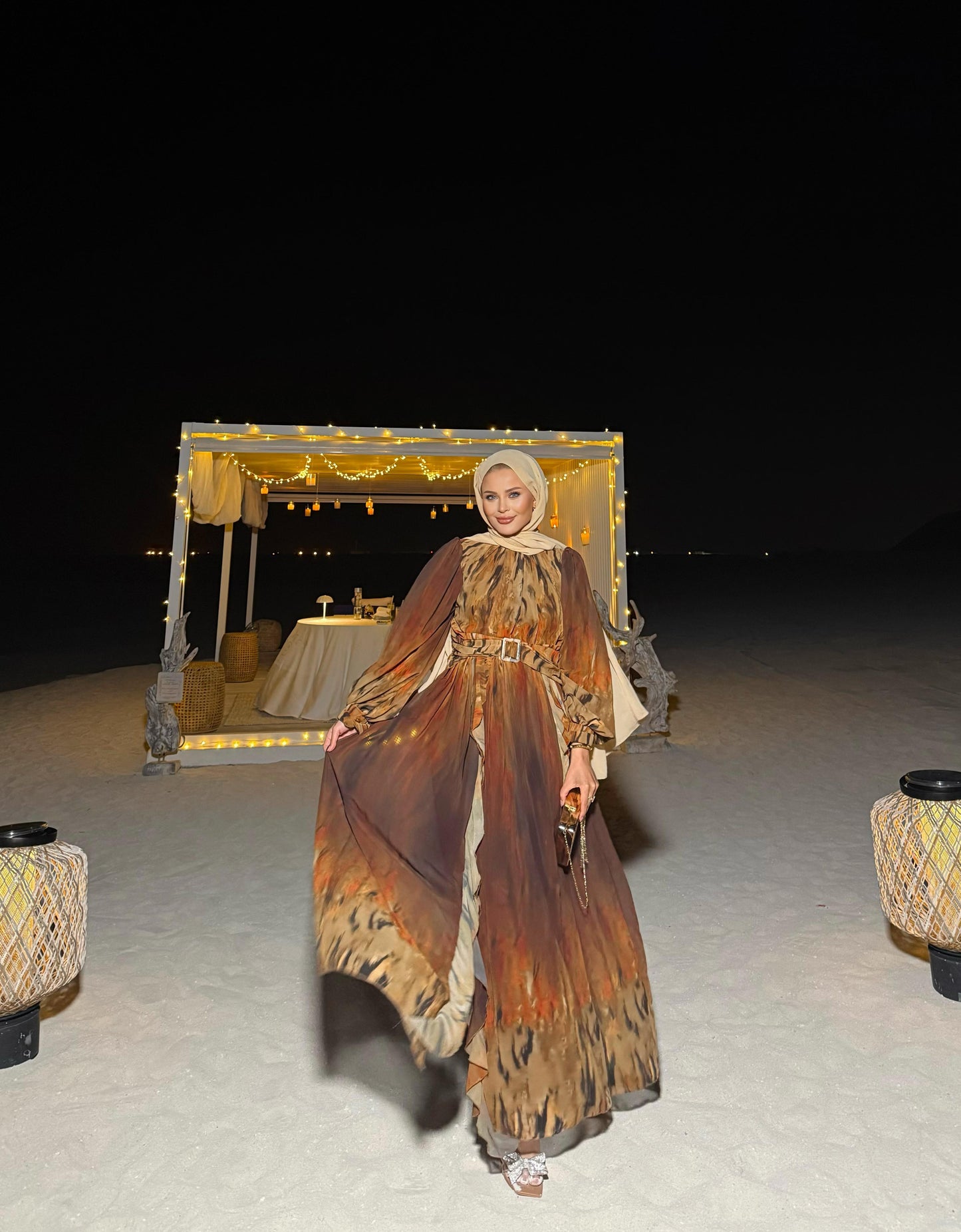 Mocha Mirage Chiffon Maxi Dress