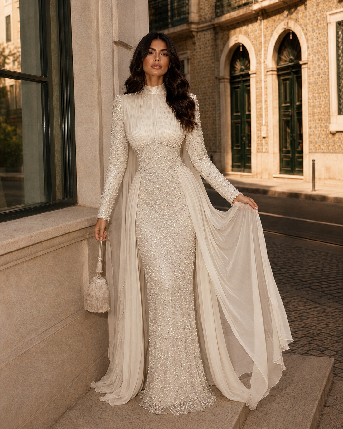 Shirin Evening Dress - Cream